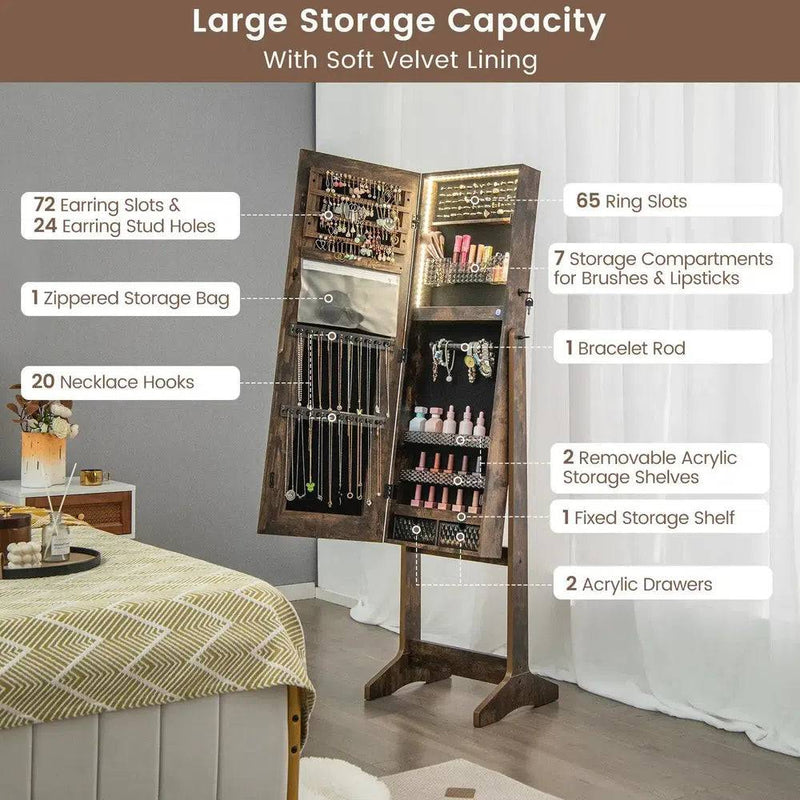 GOFLAME Standing Jewelry Cabinet Lockable Jewelry Armoire Storage Jewelry Organizer |  | Luvasmr - Satisfyingly Organised