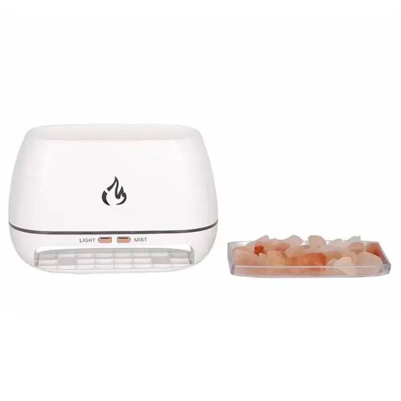 Mini Ultrasonic Flame Aroma Diffuser with calming glow and essential oils for soothing spaces.