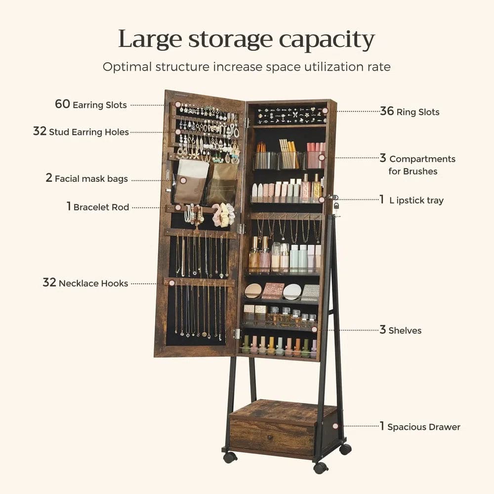 Modern Jewellery Cabinet with Mirror | Bedroom | Luvasmr - Satisfyingly Organised
