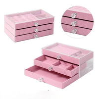 Three-Layer Transparent Velvet Jewellery Box | Bedroom | Luvasmr - Satisfyingly Organised