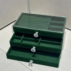 Three-Layer Transparent Velvet Jewellery Box | Bedroom | Luvasmr - Satisfyingly Organised