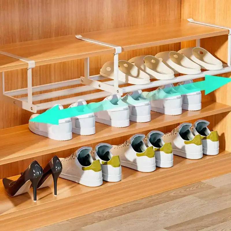 Retractable Shoe Rack & Hanging Basket Organiser | Bedroom | Luvasmr - Satisfyingly Organised