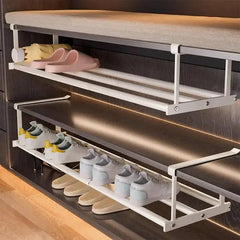 Retractable Shoe Rack & Hanging Basket Organiser | Bedroom | Luvasmr - Satisfyingly Organised
