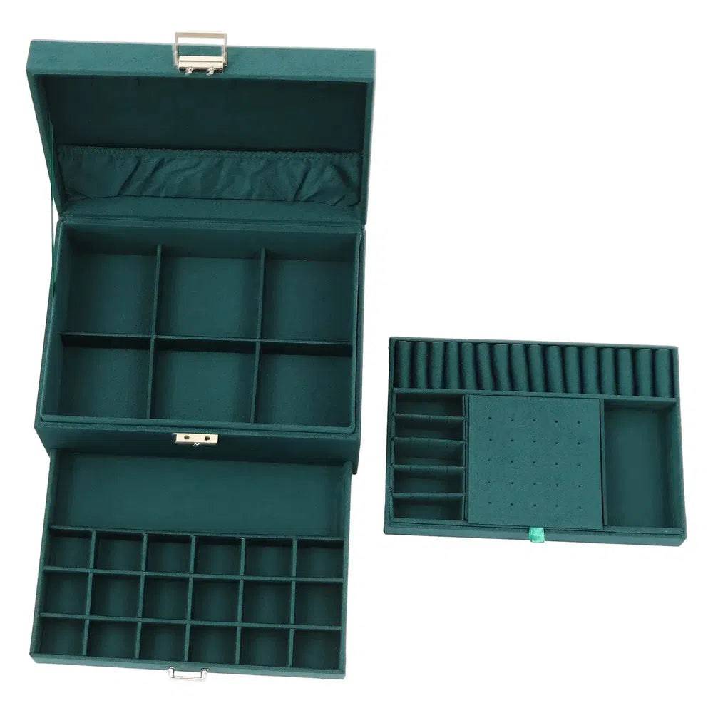3 Layers Jewelry Box Organizer Large Capacity Ring Earring Necklace Storage New | Bedroom | Luvasmr - Satisfyingly Organised