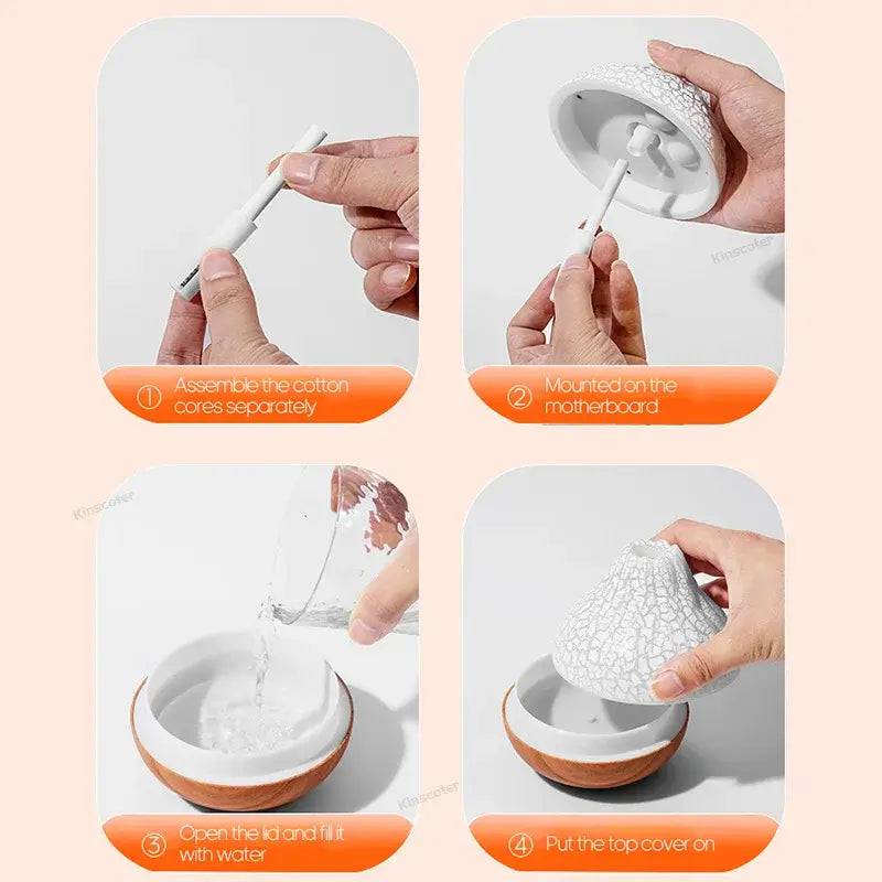 300ml Volcano Air Humidifier Desktop Electric USB Humidificadore Water Mist Diffuser Purifier Air Freshener With 7 Colors Night | Bedroom | Luvasmr - Satisfyingly Organised