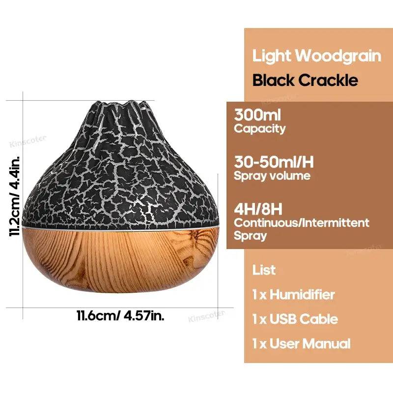 300ml Volcano Air Humidifier Desktop Electric USB Humidificadore Water Mist Diffuser Purifier Air Freshener With 7 Colors Night | Bedroom | Luvasmr - Satisfyingly Organised