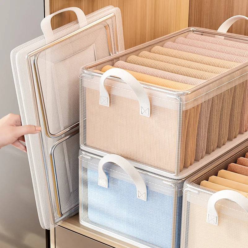 Transparent PVC Wardrobe Storage Basket | Bedroom | Luvasmr - Satisfyingly Organised