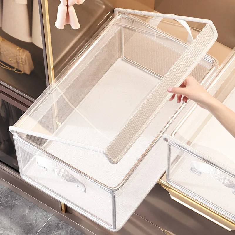Transparent PVC Wardrobe Storage Basket | Bedroom | Luvasmr - Satisfyingly Organised