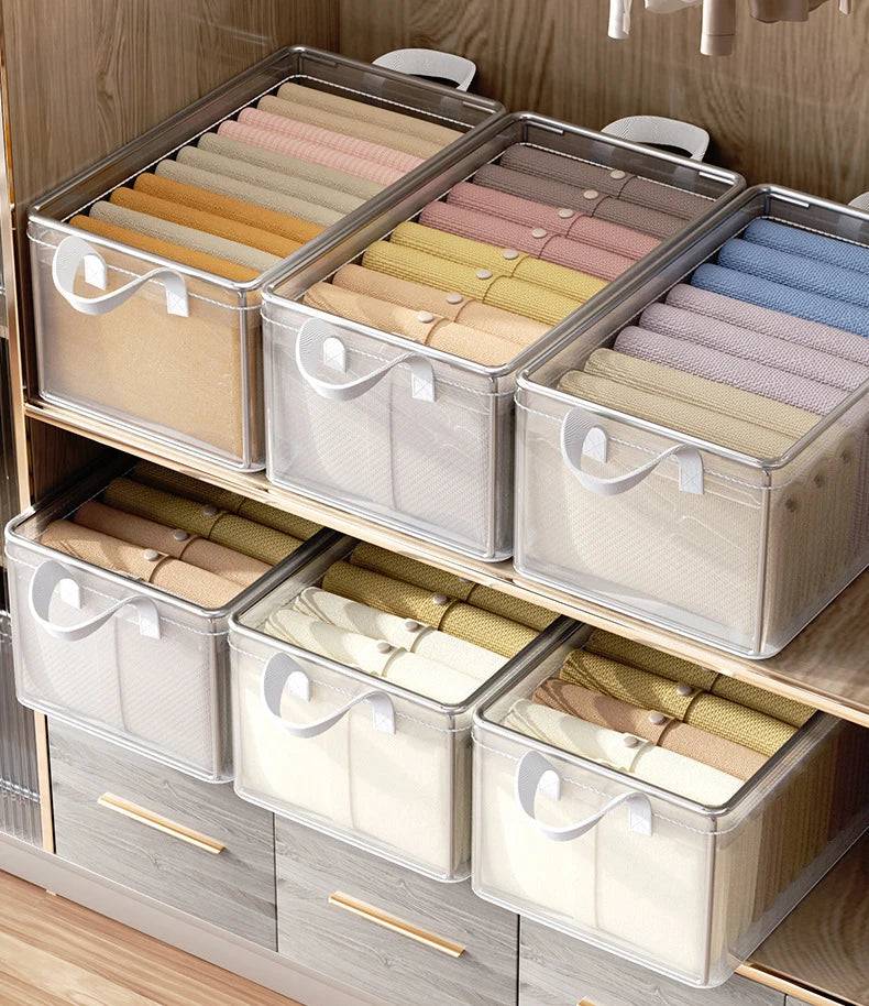 Transparent PVC Wardrobe Storage Basket | Bedroom | Luvasmr - Satisfyingly Organised