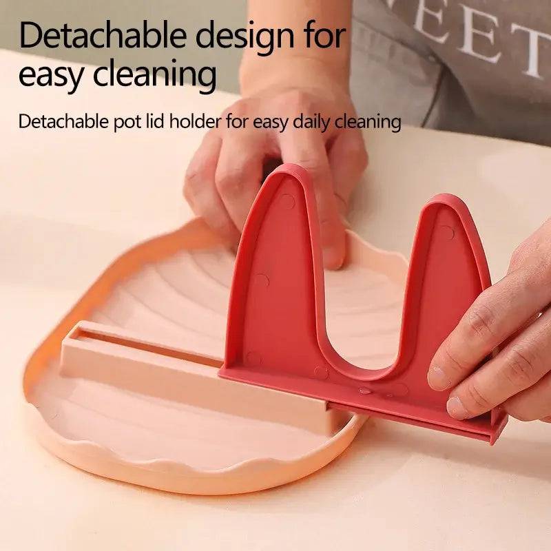 Pan Lid Holder Supports Spoons Pot Cover Rests Spatula Stand For Kitchen Convenience Utensils Tools Accessories Cooker Organizer |  | Luvasmr - Satisfyingly Organised