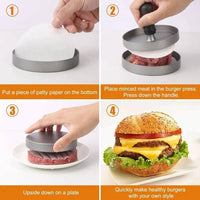 Step-by-step guide to using a non-stick aluminum burger press for perfect patties.