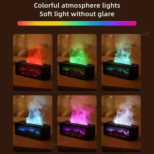 Colorful Flame Fireplace Aroma Diffuser 150ml Waterless Auto-Off Air Humidifier with Timer Remote Control for Home Bedroom Gift |  | Luvasmr - Satisfyingly Organised