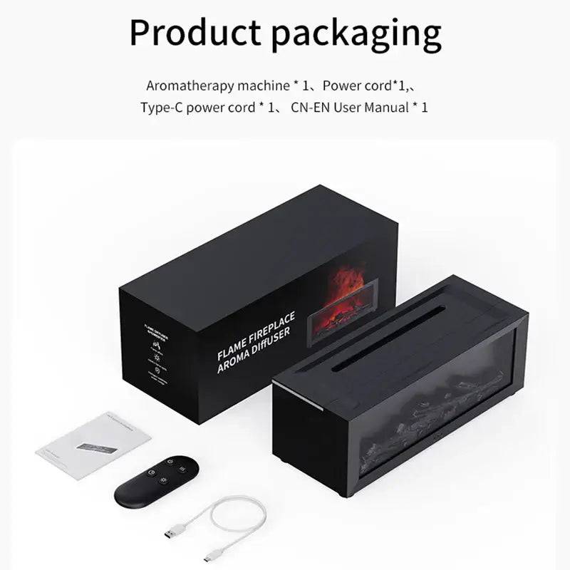 Colorful Flame Fireplace Aroma Diffuser 150ml Waterless Auto-Off Air Humidifier with Timer Remote Control for Home Bedroom Gift |  | Luvasmr - Satisfyingly Organised