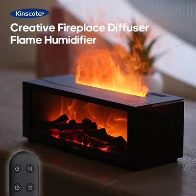 Colorful Flame Fireplace Aroma Diffuser 150ml Waterless Auto-Off Air Humidifier with Timer Remote Control for Home Bedroom Gift |  | Luvasmr - Satisfyingly Organised