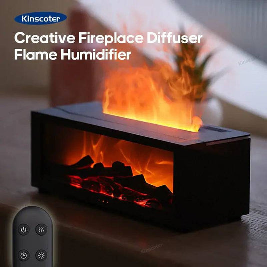 Colorful Flame Fireplace Aroma Diffuser 150ml Waterless Auto-Off Air Humidifier with Timer Remote Control for Home Bedroom Gift |  | Luvasmr - Satisfyingly Organised