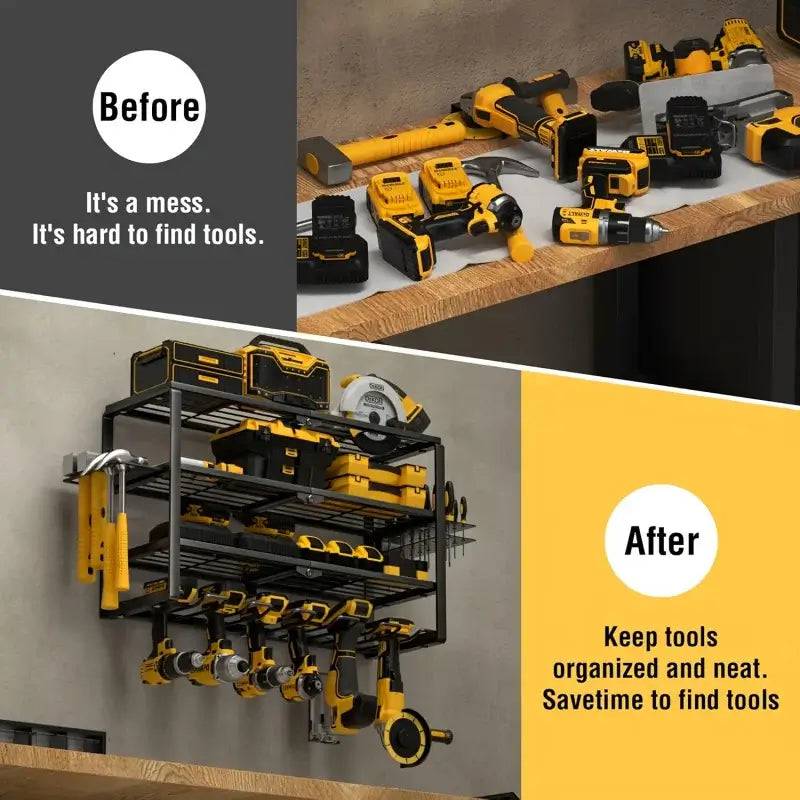 Heavy Metal Electric Tool Organizing Rack，Wall-Mounted，Garage Storage Rack with Screwdriver and Hammer Holder，Home Workshop Indu |  | Luvasmr - Satisfyingly Organised