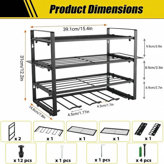 Heavy Metal Electric Tool Organizing Rack，Wall-Mounted，Garage Storage Rack with Screwdriver and Hammer Holder，Home Workshop Indu |  | Luvasmr - Satisfyingly Organised