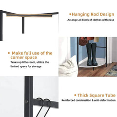 Strong Metal Coat Stand Corner Garment Rack Clothes Rail Wall Hanging Shelf Hook Free Standing |  | Luvasmr - Satisfyingly Organised