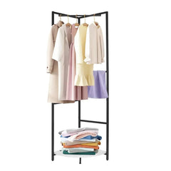 Strong Metal Coat Stand Corner Garment Rack Clothes Rail Wall Hanging Shelf Hook Free Standing |  | Luvasmr - Satisfyingly Organised