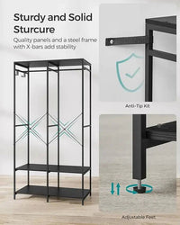 SONGMICS Portable Clothes Wardrobe, Foldable Closet, Clothes Rack Freestanding with Hanging Rods, Storage Shelves, Hooks |  | Luvasmr - Satisfyingly Organised
