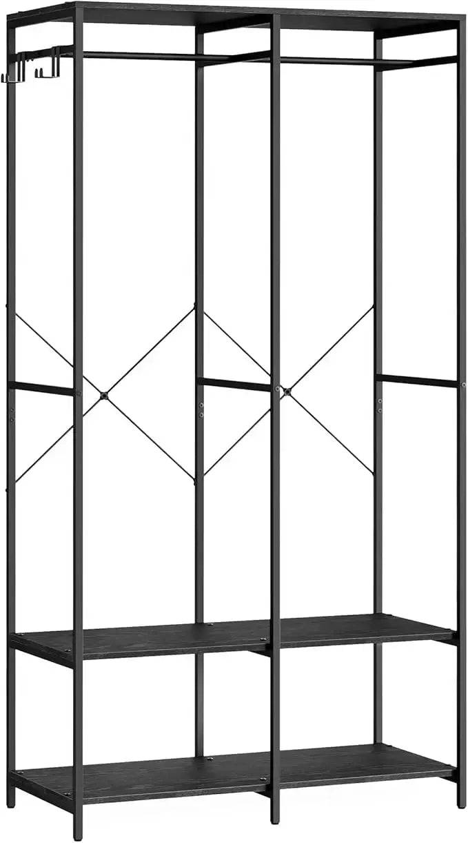 SONGMICS Portable Clothes Wardrobe, Foldable Closet, Clothes Rack Freestanding with Hanging Rods, Storage Shelves, Hooks |  | Luvasmr - Satisfyingly Organised