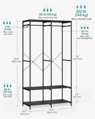 SONGMICS Portable Clothes Wardrobe, Foldable Closet, Clothes Rack Freestanding with Hanging Rods, Storage Shelves, Hooks |  | Luvasmr - Satisfyingly Organised