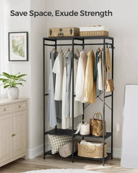 SONGMICS Portable Clothes Wardrobe, Foldable Closet, Clothes Rack Freestanding with Hanging Rods, Storage Shelves, Hooks |  | Luvasmr - Satisfyingly Organised