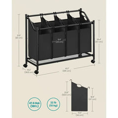 SONGMICS Rolling Laundry Sorter, Laundry Basket with 4 Removable Bags, Laundry Hamper, Laundry Trolley |  | Luvasmr - Satisfyingly Organised