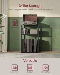 VASAGLE Record Player Stand, 3-Tier Side Table, Vinyl Record Storage up to 100 Albums, End Table for Living Room, Bedroom |  | Luvasmr - Satisfyingly Organised