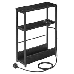 VASAGLE Slim Side Table with Charging Station, 3-Tier Narrow Bedside Table, End Table for Small Spaces, Magazine Rack |  | Luvasmr - Satisfyingly Organised