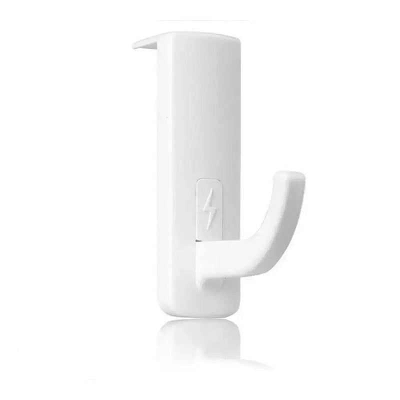 Universal headphone holder in sleek white durable plastic for organized audio gear and clutter-free spaces.