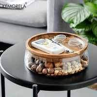 Wooden Trays Glass Bowl Nuts Fruits Food Container For Cereals Jar Double Layer Candy Jars With Wooden Lid Home Kitchen Storage |  | Luvasmr - Satisfyingly Organised