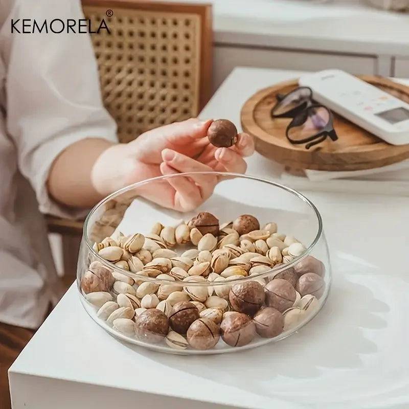 Wooden Trays Glass Bowl Nuts Fruits Food Container For Cereals Jar Double Layer Candy Jars With Wooden Lid Home Kitchen Storage |  | Luvasmr - Satisfyingly Organised