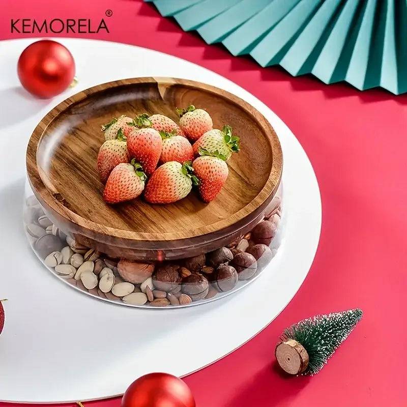 Wooden Trays Glass Bowl Nuts Fruits Food Container For Cereals Jar Double Layer Candy Jars With Wooden Lid Home Kitchen Storage |  | Luvasmr - Satisfyingly Organised