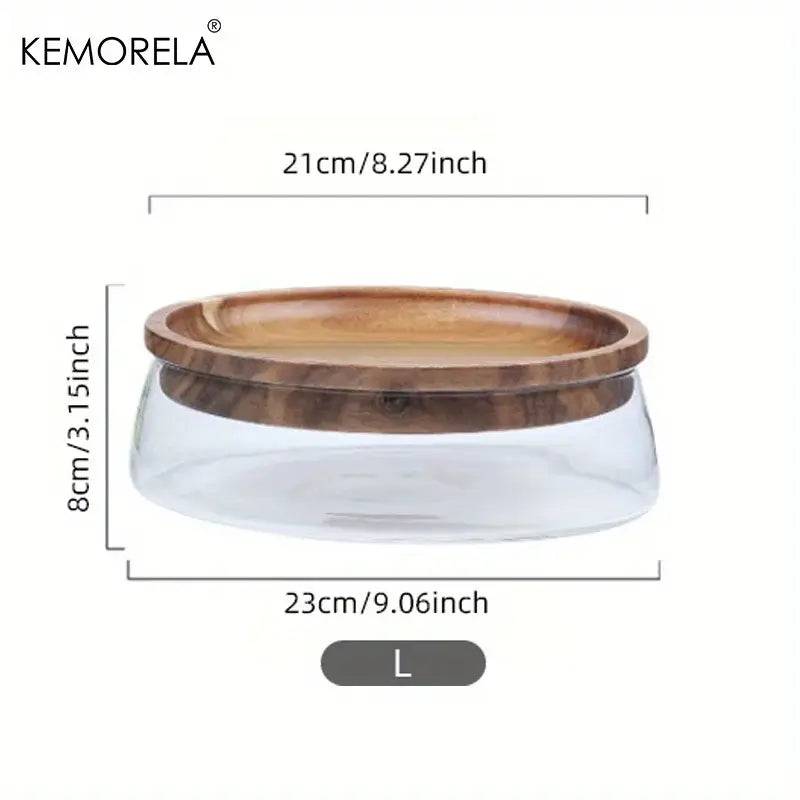 Wooden Trays Glass Bowl Nuts Fruits Food Container For Cereals Jar Double Layer Candy Jars With Wooden Lid Home Kitchen Storage |  | Luvasmr - Satisfyingly Organised