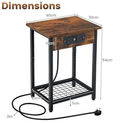GOFLAME Set of 2 2-Tier Nightstand BedSide Sofa Table Storage Unit w/Charging Station |  | Luvasmr - Satisfyingly Organised