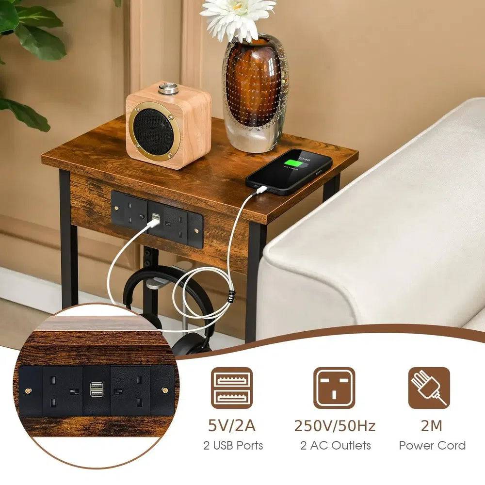 GOFLAME Set of 2 2-Tier Nightstand BedSide Sofa Table Storage Unit w/Charging Station |  | Luvasmr - Satisfyingly Organised