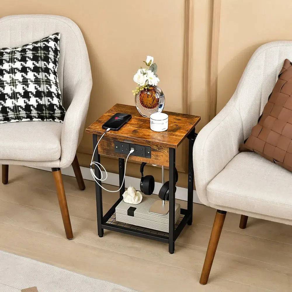GOFLAME Set of 2 2-Tier Nightstand BedSide Sofa Table Storage Unit w/Charging Station |  | Luvasmr - Satisfyingly Organised