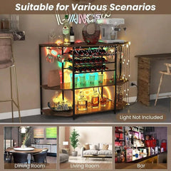 GOFLAME Wine Bar Cabinet 3 Tier Industrial Wine Rack with Storage Shelves Glass Holder |  | Luvasmr - Satisfyingly Organised