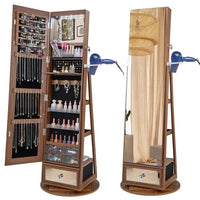 GOFLAME 360° Rotating Jewelry Armoire Full Length Mirrored Freestanding Makeup Cabinet |  | Luvasmr - Satisfyingly Organised