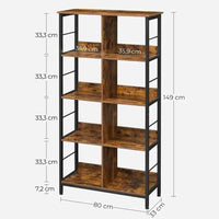 VASAGLE 8 Compartments Bookcase, Bookcase, Open Storage Unit, for Office, Living Room, Bedroom, 80 x 33 x 149 cm |  | Luvasmr - Satisfyingly Organised