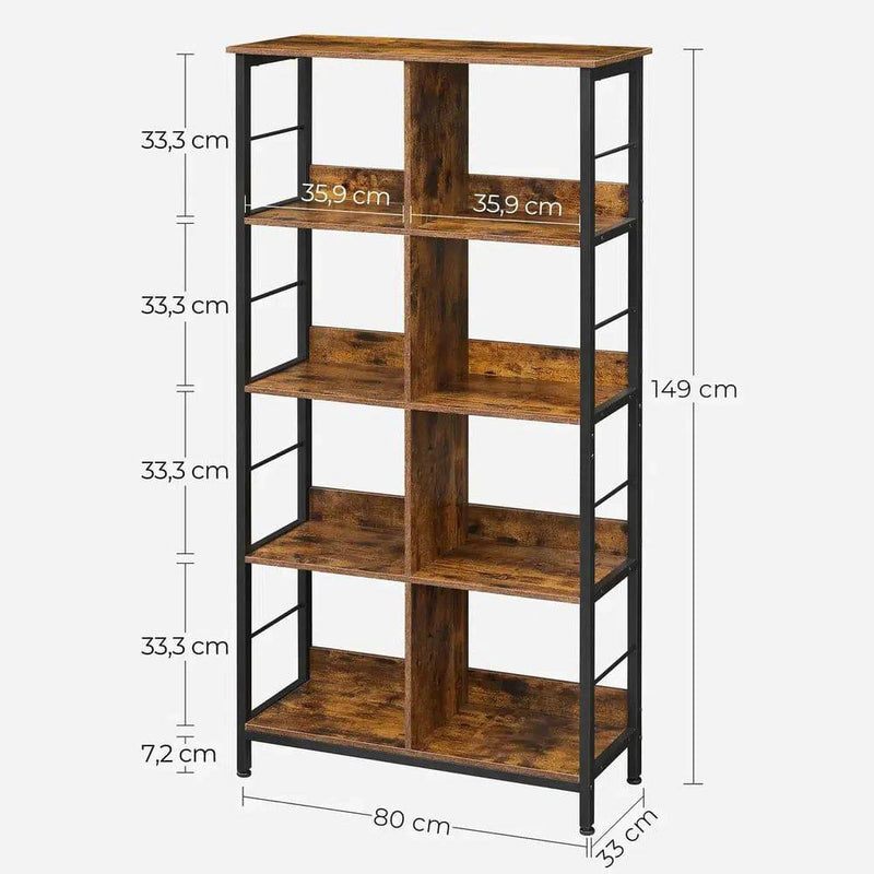 VASAGLE 8 Compartments Bookcase, Bookcase, Open Storage Unit, for Office, Living Room, Bedroom, 80 x 33 x 149 cm |  | Luvasmr - Satisfyingly Organised