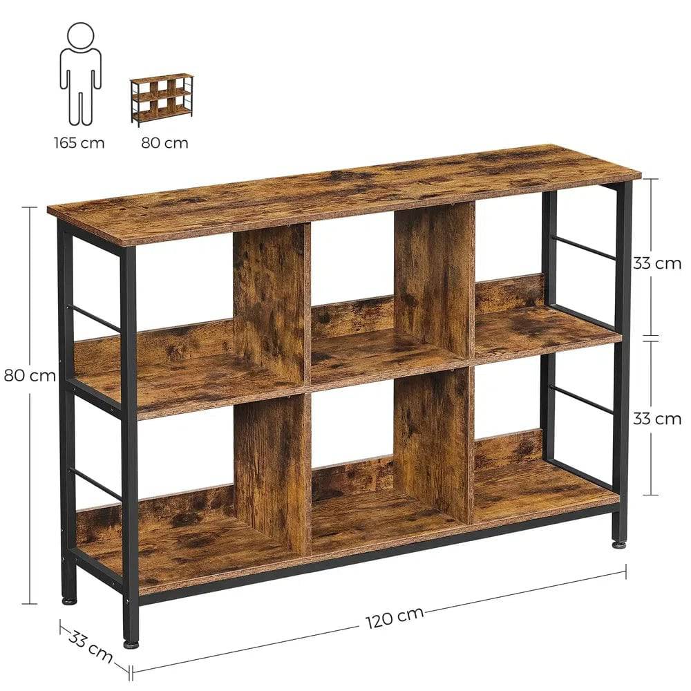 VASAGLE Bookshelf Shelf Unit 6 Compartments for Office Living Room Bedroom 120 x 33 x 80 cm |  | Luvasmr - Satisfyingly Organised