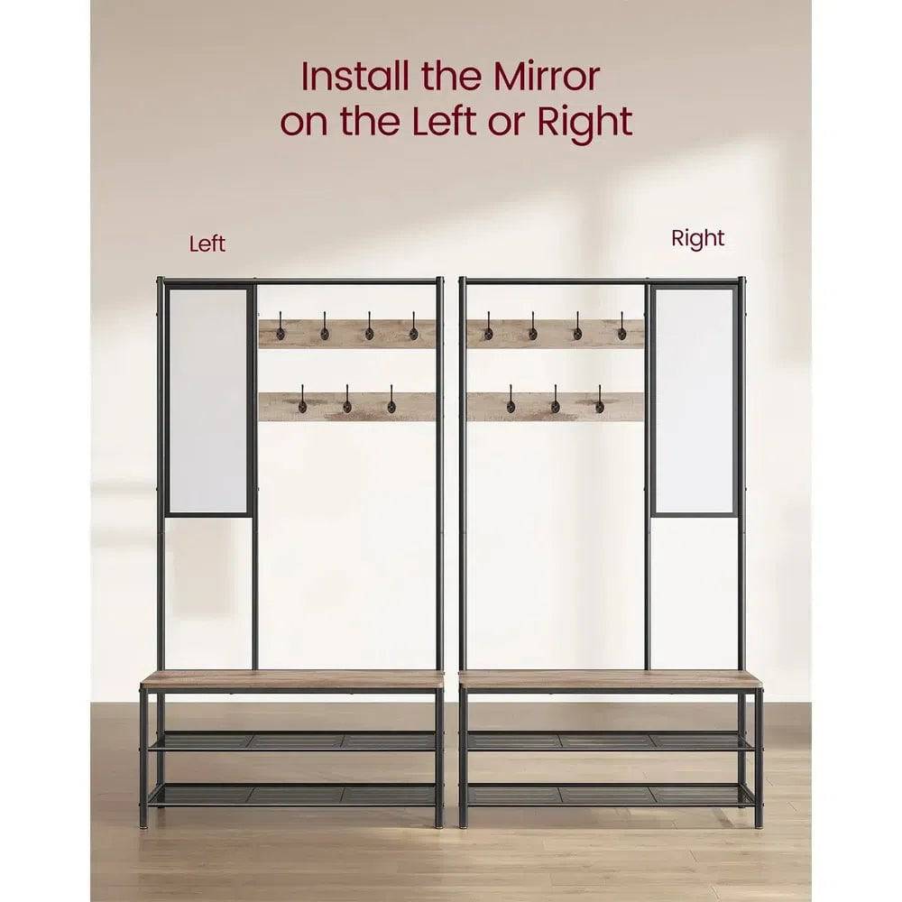VASAGLE Coat Rack with Shoe Storage, Coat Stand for Hallway with Mirror, Hooks, Bench, and Shoe Shelves, 35 x 98 x 180 cm |  | Luvasmr - Satisfyingly Organised