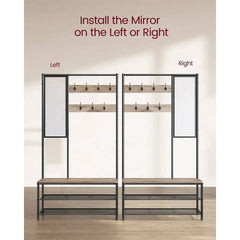 VASAGLE Coat Rack with Shoe Storage, Coat Stand for Hallway with Mirror, Hooks, Bench, and Shoe Shelves, 35 x 98 x 180 cm |  | Luvasmr - Satisfyingly Organised