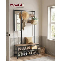 VASAGLE Coat Rack with Shoe Storage, Coat Stand for Hallway with Mirror, Hooks, Bench, and Shoe Shelves, 35 x 98 x 180 cm |  | Luvasmr - Satisfyingly Organised