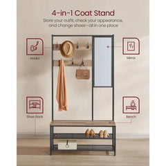 VASAGLE Coat Rack with Shoe Storage, Coat Stand for Hallway with Mirror, Hooks, Bench, and Shoe Shelves, 35 x 98 x 180 cm |  | Luvasmr - Satisfyingly Organised