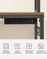VASAGLE Kitchen Storage Rack with Power Outlet, Coffee Bar, Baker's Rack, with Metal Wire Panel, 14 Hooks, for Microwave, Steel |  | Luvasmr - Satisfyingly Organised