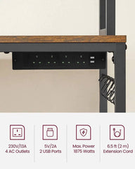 VASAGLE Kitchen Storage Rack with Power Outlet, Coffee Bar, Baker's Rack, with Metal Wire Panel, 14 Hooks, for Microwave, Steel |  | Luvasmr - Satisfyingly Organised