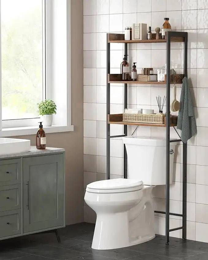 VASAGLE Toilet Shelf, 3 Tier Toilet Shelf, Space-Saving Bathroom Shelf, Easy Assembly, for Laundry Room, Industrial Style |  | Luvasmr - Satisfyingly Organised